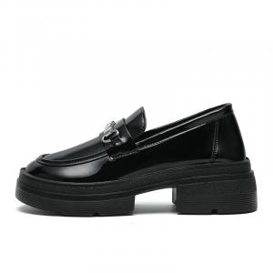 Маленькие кожаные туфли-лоферы на платформе 5,5 см женские WARRIOR, Black