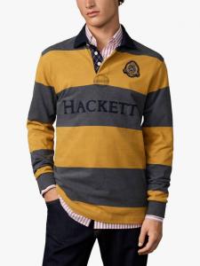 Хлопковая полосатая рубашка с длинным рукавом в стиле регби Hackett London