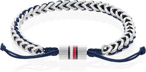 Мужской браслет Tommy Hilfiger из нержавеющей стали с регулируемой длиной - сочетание металла и плетения, Navy