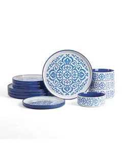 Набор столовых приборов Tropea из 12 предметов, сервиз на 4 персоны Stone Lain, blue