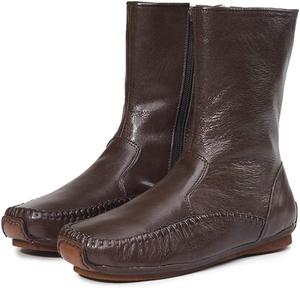 JLFZC Женские средние ботинки, утепленные ботинки из натуральной овчины для работы и прогулок на улице, коричневые A-35/UK 2/US 4