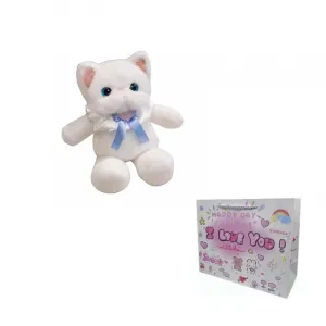 Мягкая плюшевая кукла милый кот в слюнявчике высота 46см BALITU