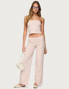 Отредактированные полосатые брюки Edikted Lilah в розово-белой гамме