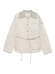 Стеганая куртка с трикотажным воротником MONCLER, серый