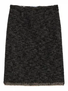 Твидовая юбка с треугольным логотипом Prada, черный