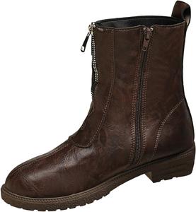 Женские ботинки до щиколотки водонепроницаемые с плюшевой подкладкой, женские винтажные ковбойские ботинки на высоком каблуке с боковой молнией для ходьбы Generic, Coffee