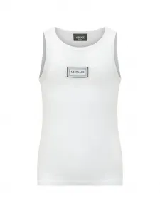 Трикотажная майка в рубчик Versace Kids, белый