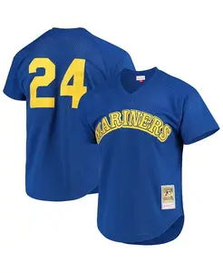 Мужская тренировочная бейсбольная майка Seattle Mariners Cooperstown с сеткой Ken Griffey Jr. Royal Mitchell & Ness
