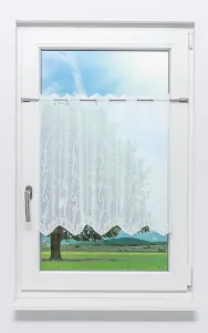 Штора для кафе, кружево Плауэн - Племенной (Ш x В) 194,4 см * 60 см, белый/чистый белый