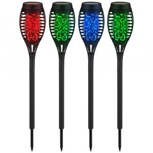 Комплект из 4 светодиодных уличных светильников черного цвета с эффектом солнечного огня Globo Lighting, черный