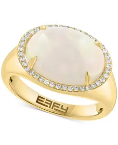 Кольцо Effy с эфиопским опалом (4-1/3 карата tw) и бриллиантом (1/6 карата tw) из стерлингового серебра с позолотой 14 карат Effy Collection, opal