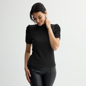 Женский топ с коротким рукавом и сборками Nine West, Mineral Black