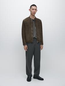 Брюки из тонкой шерсти с текстурой Massimo Dutti, grey