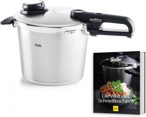 Набор скороварки Fissler Vitavit Premium (6 л, Ø 22 см) + паровая вставка и инструкция по использованию скороварки, скороварка из нержавеющей стали, 4 уровня приготовления - индукционная плита