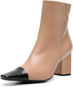 Женские модные ботильоны FOWT с закрытым квадратным носком, на массивном среднем каблуке, с боковой молнией, короткие ботинки для вечеринки, выпускного или работы, размеры US 4-16, Nude