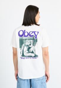 Футболка с принтом STOP WORRY NOW Obey Clothing, белый