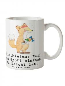 Керамическая кружка Герои триатлона с надписью белого цвета Mr. & Mrs. Panda