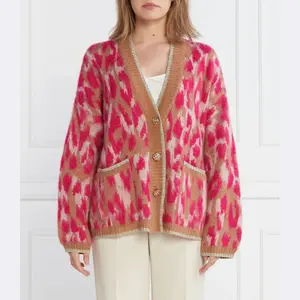 Кардиган классического кроя с добавлением шерсти Liu Jo, розовый