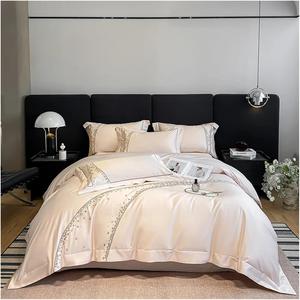 Generic Комплект постельного белья из египетского хлопка V-intage с розовыми цветами и вышивкой