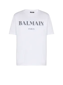 Футболка с принтом Balmain, белый/черный