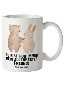 Кружка XL Медведь и кролик обнимаются с надписью Белый Mr. & Mrs. Panda
