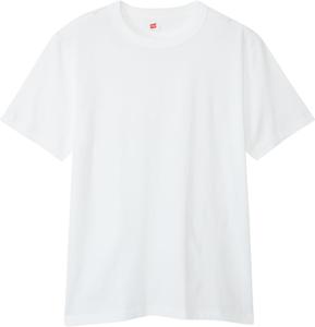 Мужская футболка Hanes с круглым вырезом, короткий рукав, 100% хлопок, круглый крой, без бирки, HM1-X202, белый