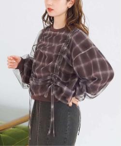 tiptop/Флис x клетчатый тюлевый многослойный пуловер на шнуровке