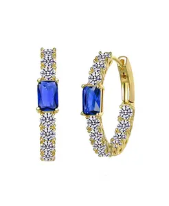 Серьги-Кольца, вывернутые наизнанку, покрытые 14-каратным золотом с цветными кубическими цирконами Rachel Glauber, blue