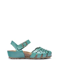 Женские кожаные босоножки на танкетке Yokono, цвет Verde Agua