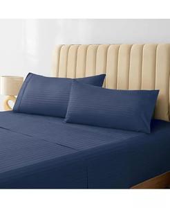 Полосатый вискоза из бамбука, комплект простыней с твердыми характеристиками LuxClub, синий