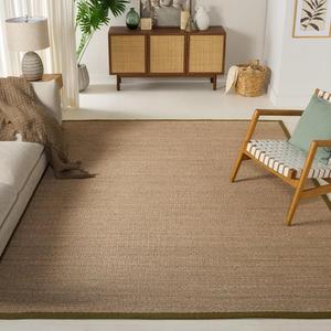 Ковер SAFAVIEH, 183 x 275 см, Natural Fiber Collection, Natural & Olive, Seagrass, идеально для гостиной, спальни, домашнего офиса, столовой (NF111G-6)
