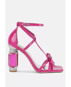 Сандалии на высоком каблуке с драгоценными камнями Affluence London Rag, розовый