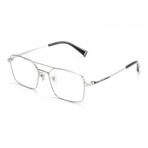 Police Чёрные унисекс очки в квадратной оправе из нержавеющей стали и бета-титана, VPLN98K-0579/Bright Silver Frame