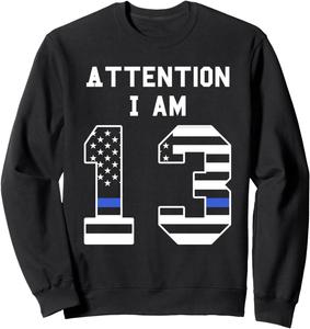 Внимание! Мне 13 лет! Детская толстовка на 13-й день рождения 13Th Years Birthday 13Th Birthday Gift, черный