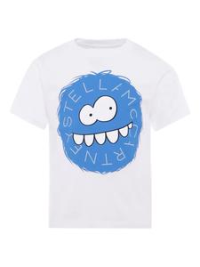 Футболка Stella McCartney Kids из органического хлопка с изображением лица монстра, белый
