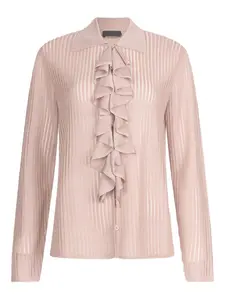 Вязаная рубашка в рубчик с оборками LIU JO, розовый