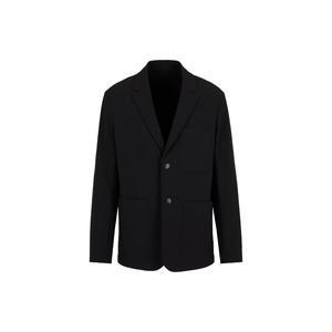EMPORIO ARMANI Однобортный пиджак из технической ткани пике, Black
