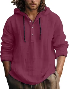 Мужская льняная худи с капюшоном для тренировок и повседневной носки