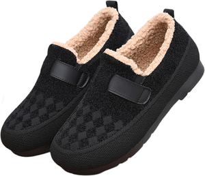 Модные женские зимние ботинки с теплым плюшевым внутренним слоем, толстые хлопковые ботинки, зимние балетки с флисовой подкладкой, обувь с искусственным мехом, противоскользящие, на ножку, пушистые ZPLMIDE, Black