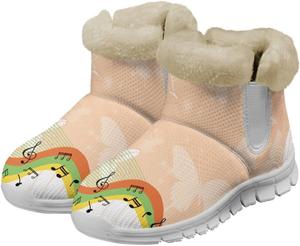 Зимние ботинки chaqlin Music Note, сноубутсы с противоскользящей подошвой, фланелевой подкладкой и мехом, на плоской подошве, удобные, теплые, для улицы, повседневные, рабочие, модные, Butterfly Music Note