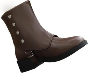 Женские западные ботильоны с массивным каблуком, пряжкой и заклепками, слипоны, повседневные ботильоны для осени и зимы, для ежедневной носки и поездок на работу Azttoztto, Brown