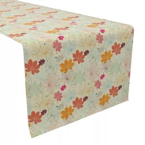 Настольная дорожка, 100 % хлопок, 16x90 дюймов, листья с трафаретом в стиле ретро.