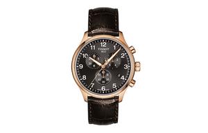 TISSOT Часы Speed Run Series Quartz Movement Men's Watch Watch 45mm Black Dial Stainless Steel Case Leather Strap, Black Dial