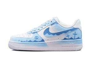 Nike Air Force 1 устойчивые к истиранию, легкие и дышащие низкие кроссовки для скейтбординга unisex белый синий