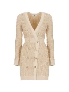 Мини-платье на пуговицах Elisabetta Franchi, бежевый