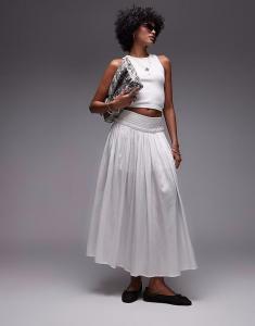 Юбка-солнце Topshop с мятым узором и блеском цвета слоновой кости