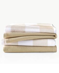 Набор из 4 кухонных полотенец Jackson Plaid Waffle Weave Blue Loom, Tan