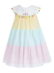 Ярусное платье с помпонами Mimi Tutu, белый