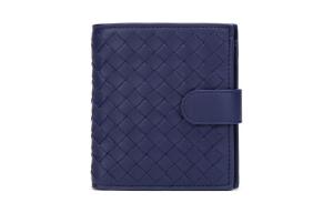 Bottega Veneta Миниатюрный мужской синий кошелёк из плетёной овчины