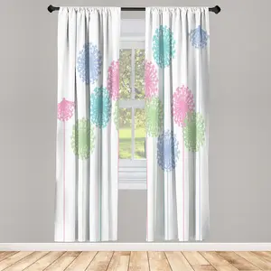 Шторы Одуванчики от ABAKUHAUS, комплект из 2 панелей для гостиной/спальни, абстрактные силуэты диких животных, вдохновение для растений, летний дизайн луга, 150 см x 175 см, нежно-розовый Abakuhaus